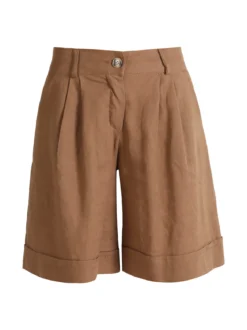 Frenetika Bermuda donna in misto lino con risvolto