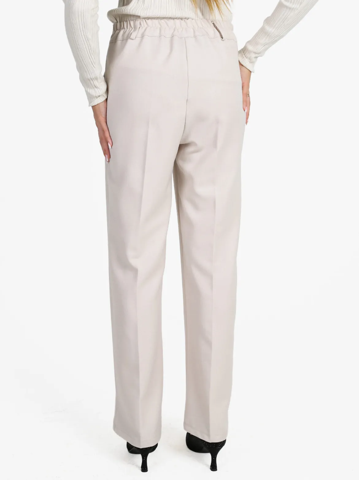 Frenetika Pantaloni donna classici a gamba larga - beige
