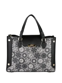 Gattinoni Borsa donna con doppi manici e stampe - nero