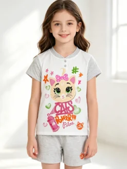 44 Gatti Pigiama corto bambina in cotone