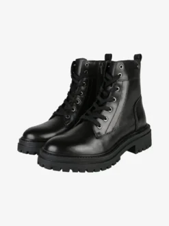 Geox D IRIDEA C Anfibi donna in pelle con lacci e zip - nero