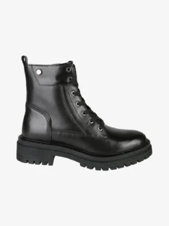 Geox D IRIDEA C Anfibi donna in pelle con lacci e zip - nero