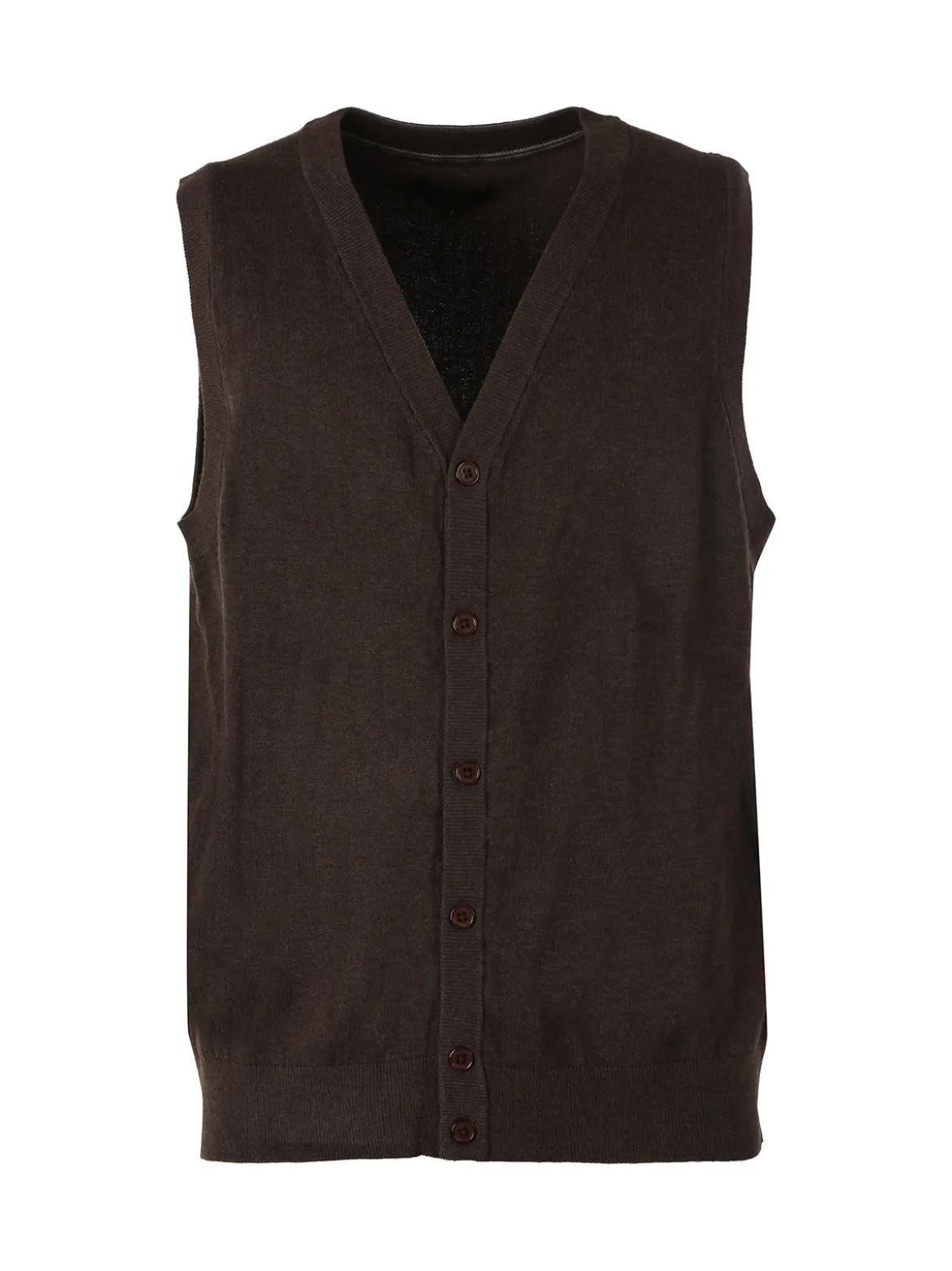 Gian Marco Venturi Gilet da uomo in maglia misto lana con bottoni - marrone