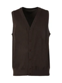 Gian Marco Venturi Gilet da uomo in maglia misto lana con bottoni - marrone