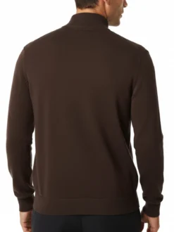 Gian Marco Venturi Maglione da uomo mezza zip in misto lana e cashmere - marrone