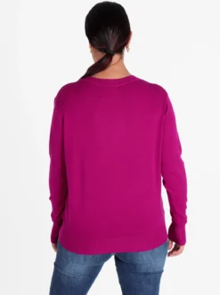 Gian Marco Venturi Pullover girocollo in maglia da donna con bottoni gioiello sui polsini