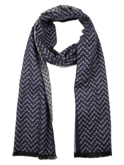 Gian Marco Venturi Sciarpa uomo con stampe bicolore - blu scuro