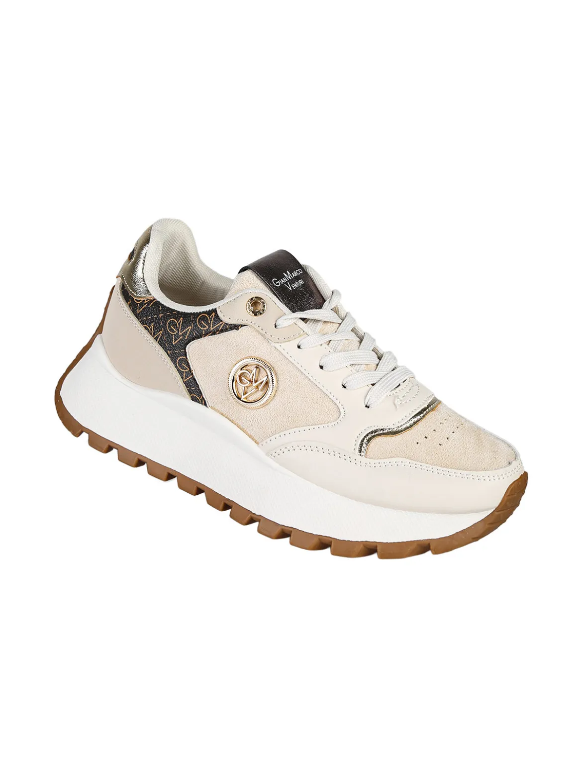 Gian Marco Venturi Sneakers donna stringate con platform - beige