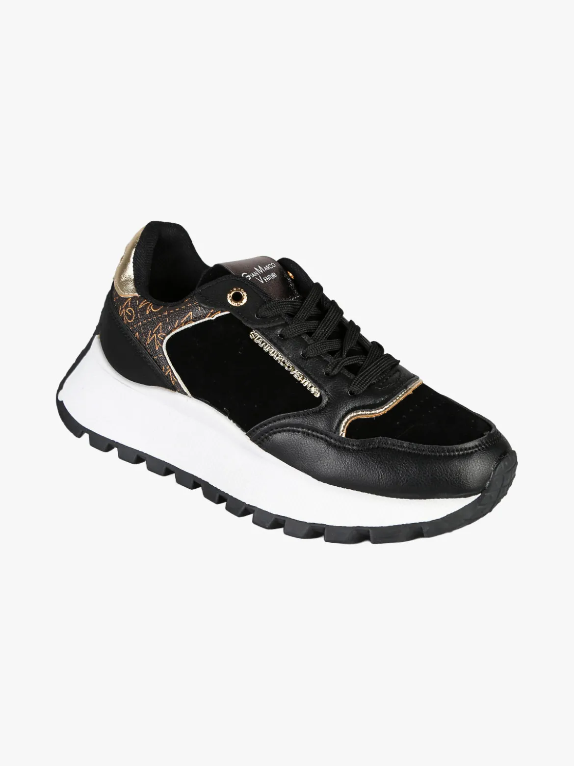 Gian Marco Venturi Sneakers donna stringate con platform - nero