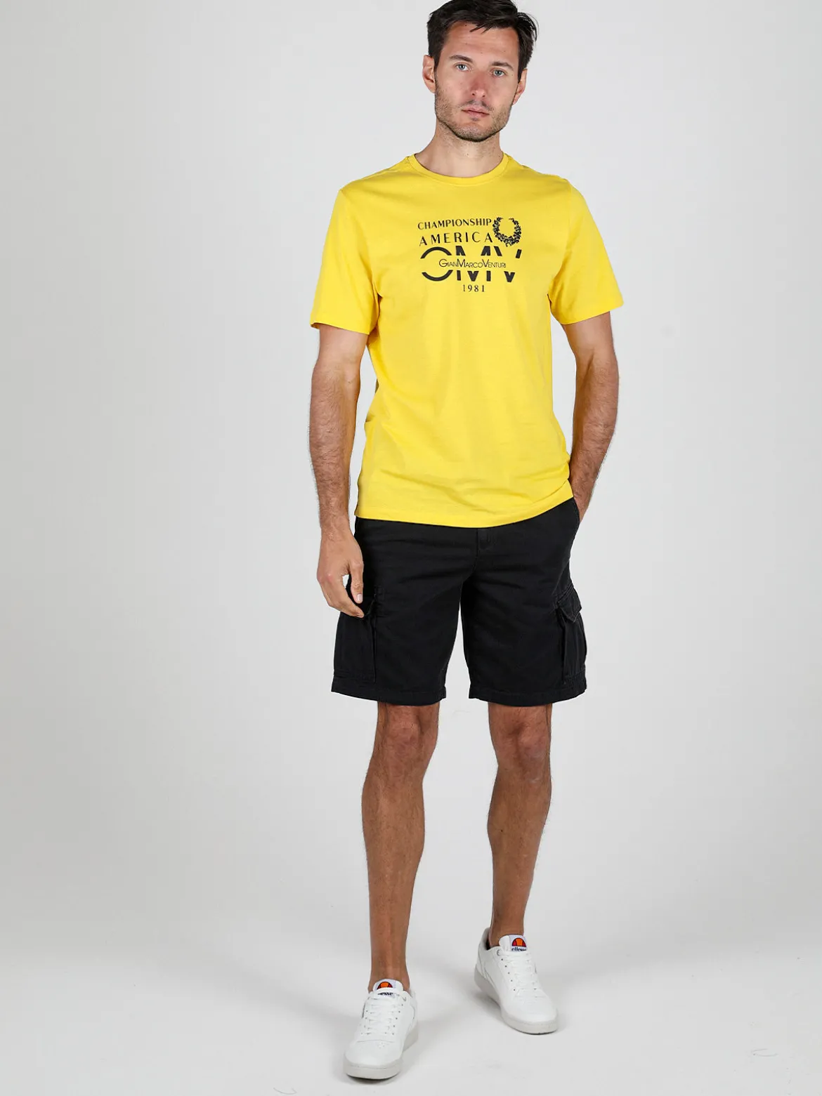 Gian Marco Venturi T-shirt girocollo da uomo in cotone con stampa scritta