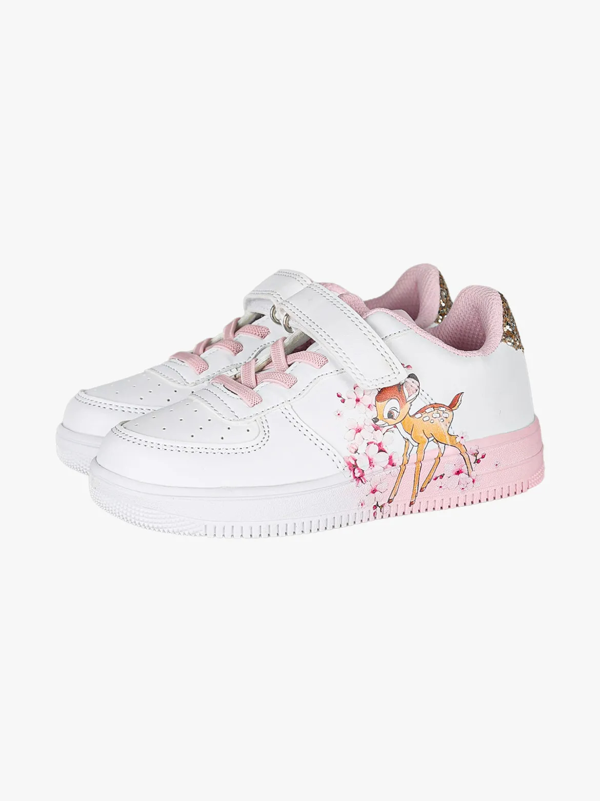 Giardino D'Oro Sneakers da bambina con cinturino a strappo e glitter - bianco