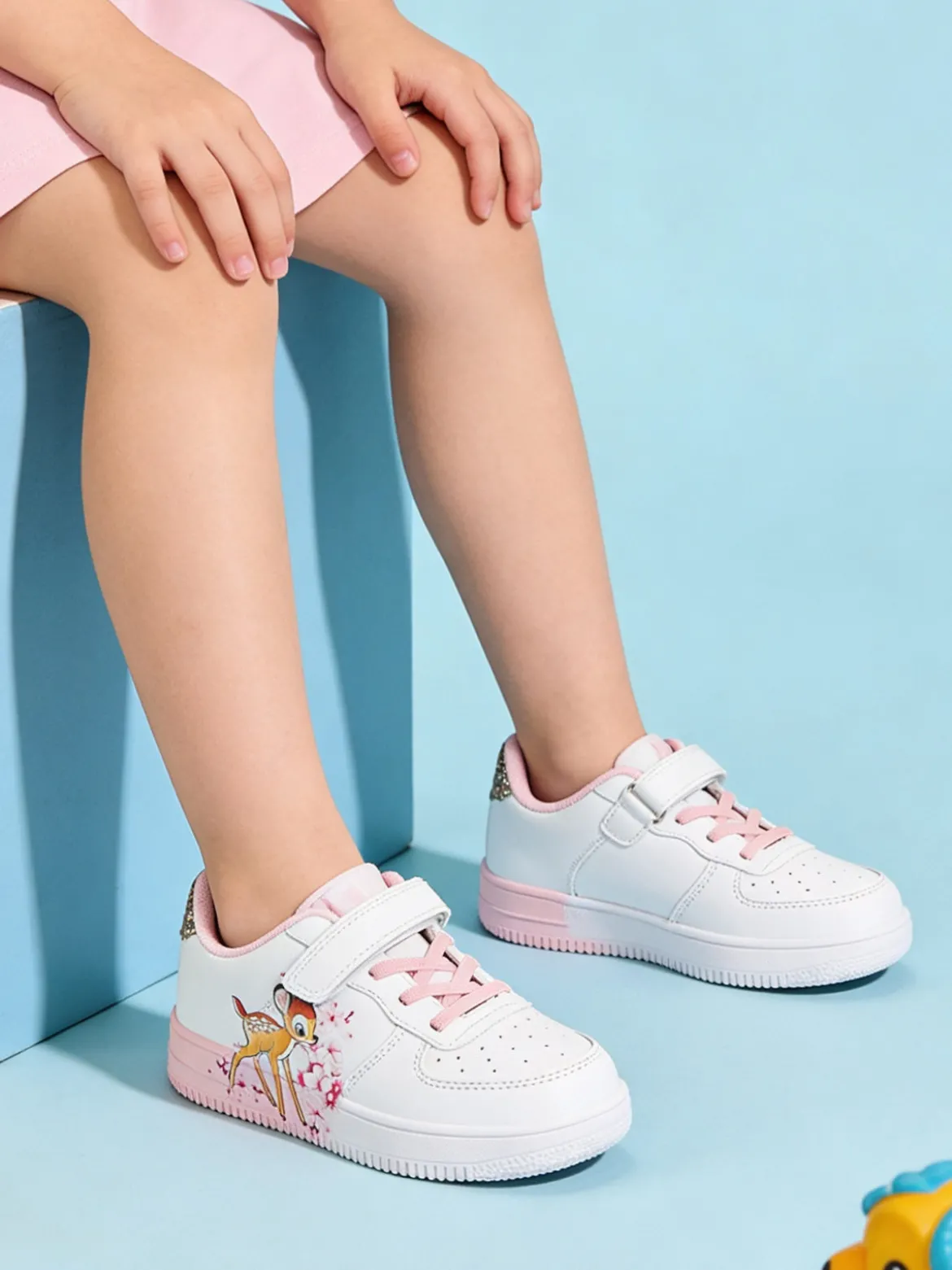 Giardino D'Oro Sneakers da bambina con cinturino a strappo e glitter - bianco
