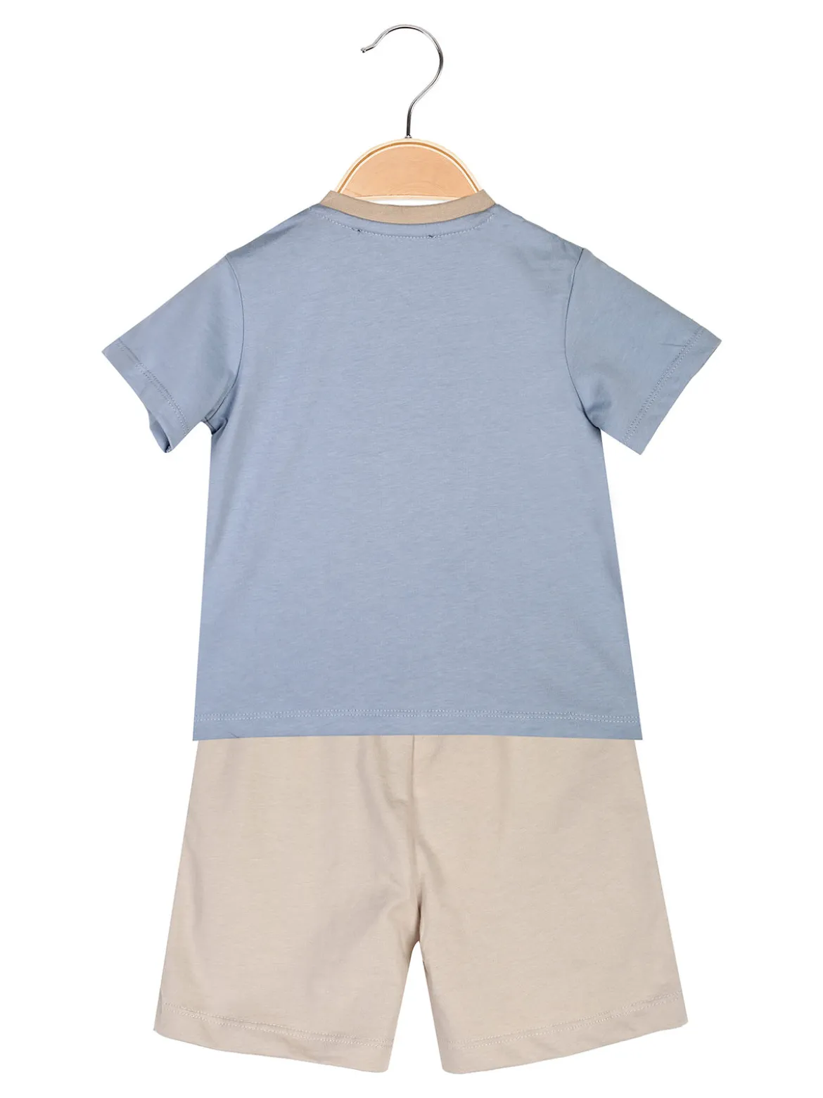 Givova Completo corto da neonato in cotone con t-shirt orsacchiotto e shorts - cielo
