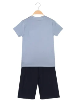 Givova Completo corto da ragazzo in cotone con t-shirt e bermuda - azzurro