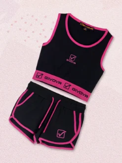 Givova Completo sportivo da ragazza con top e shorts - blu scuro