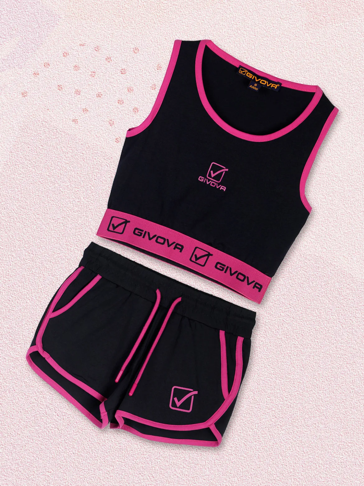 Givova Completo sportivo da ragazza con top e shorts - blu scuro