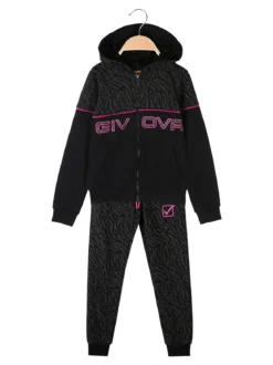 Givova Completo tuta da bambina con cappuccio e zip - nero