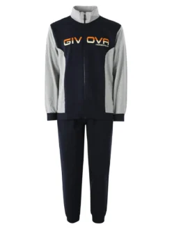 Givova Completo tuta da uomo full zip in cotone - blu scuro