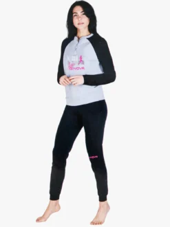 Givova Pigiama lungo da donna in cotone interlock con stampa - grigio