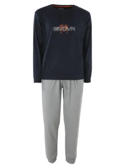 Givova Pigiama uomo in misto cotone interlock con logo - blu scuro