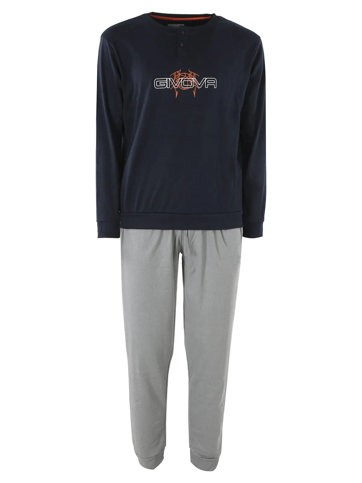 Givova Pigiama uomo in misto cotone interlock con logo - blu scuro
