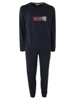 Givova Pigiama uomo in misto cotone interlock con logo - blu scuro