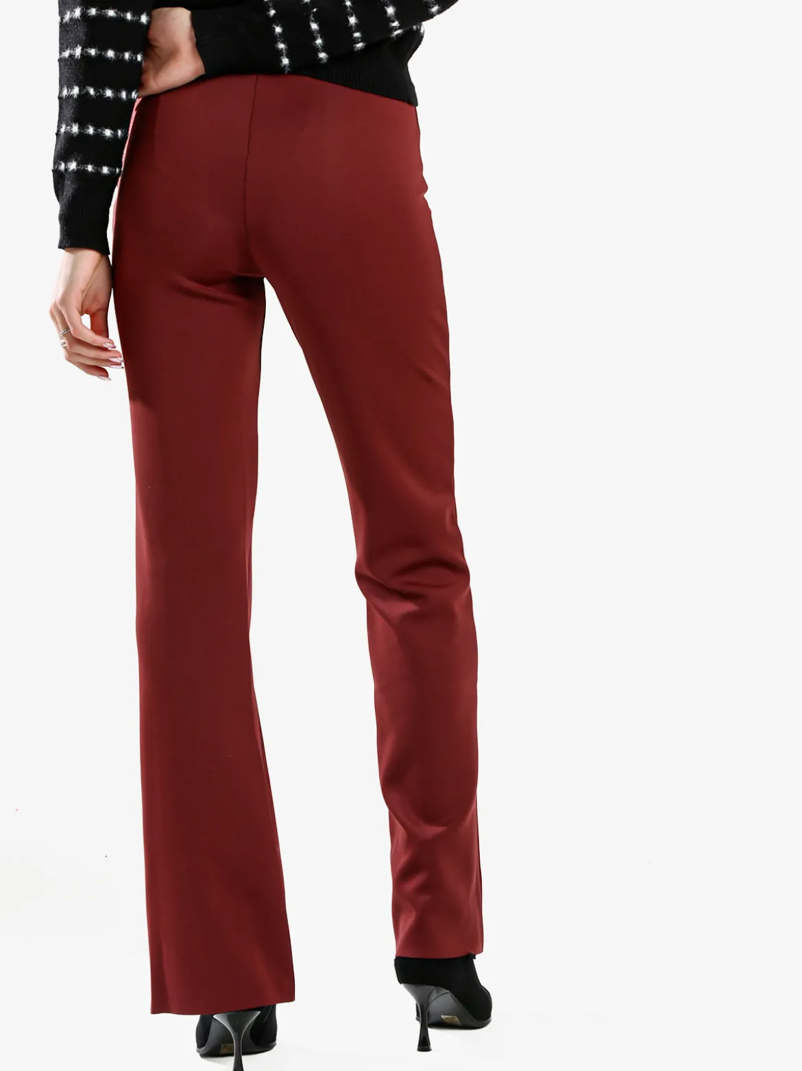 Gladys Leggings donna a gamba larga con finale in taglio vivo - bordeaux
