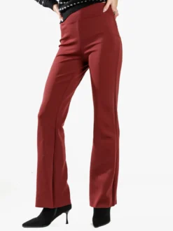 Gladys Leggings donna a gamba larga con finale in taglio vivo - bordeaux