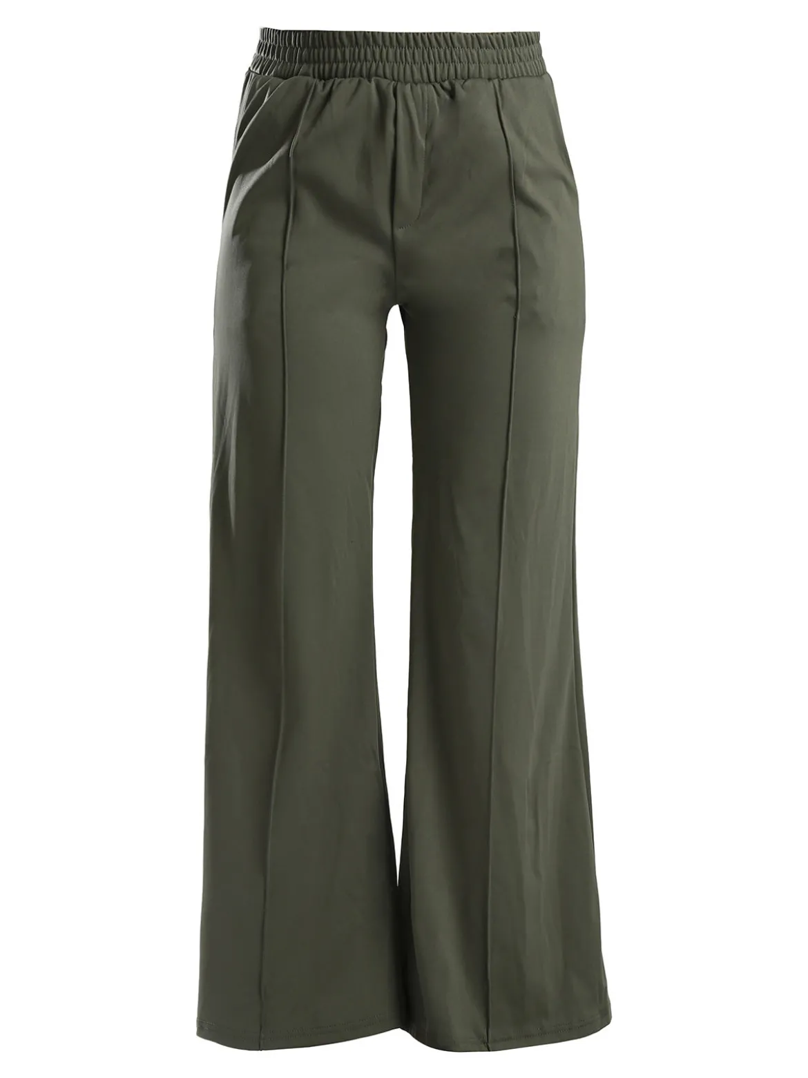 Gladys Pantaloni donna a gamba larga con interno in pile - oliva