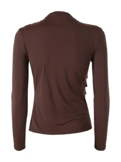 Gondola Blu Maglia donna accollata a maniche lunghe con drappeggio laterale - moro