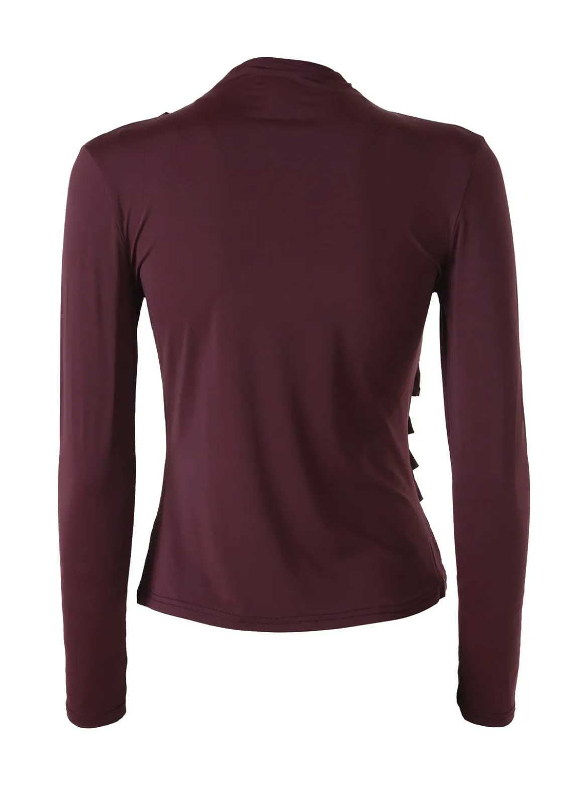 Gondola Blu Maglia donna accollata a maniche lunghe con drappeggio laterale - bordeaux