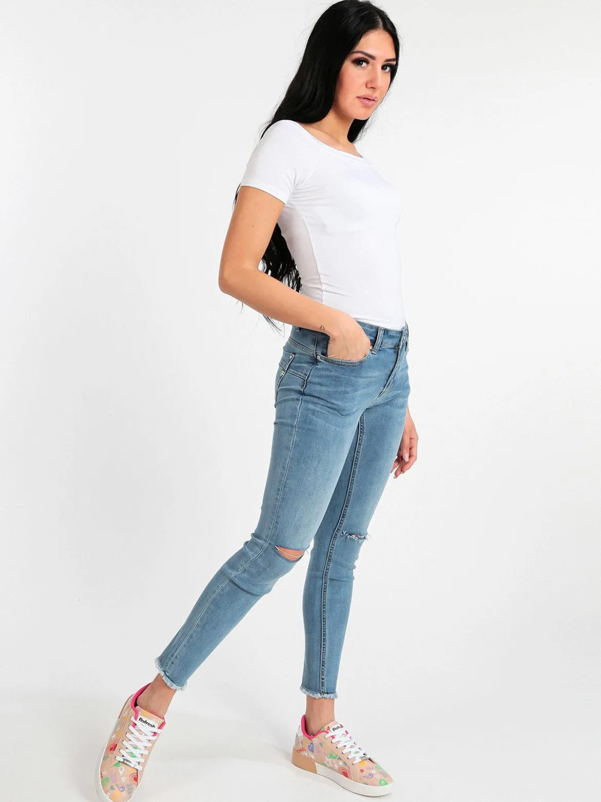 Griffai Jeans donna skinny con strappi