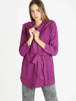 Griffai Spolverino donna in maglia con cappuccio e cintura