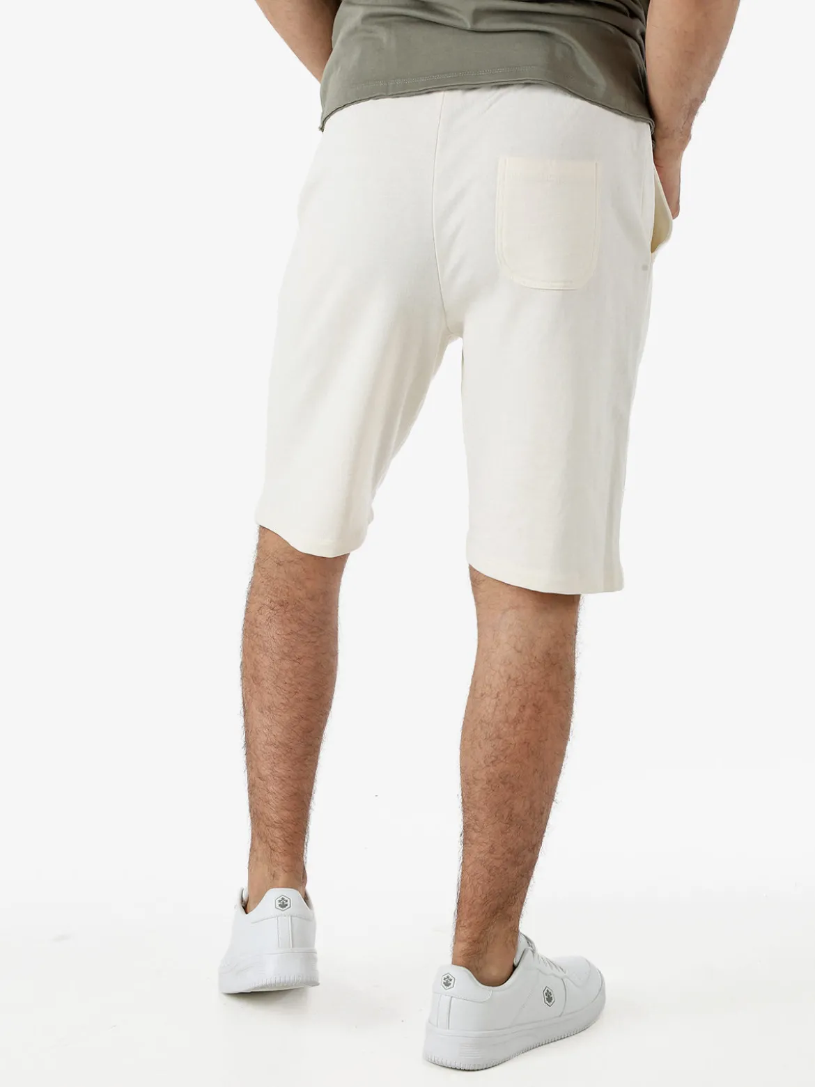 Guy Bermuda da uomo in felpa con coulisse - panna