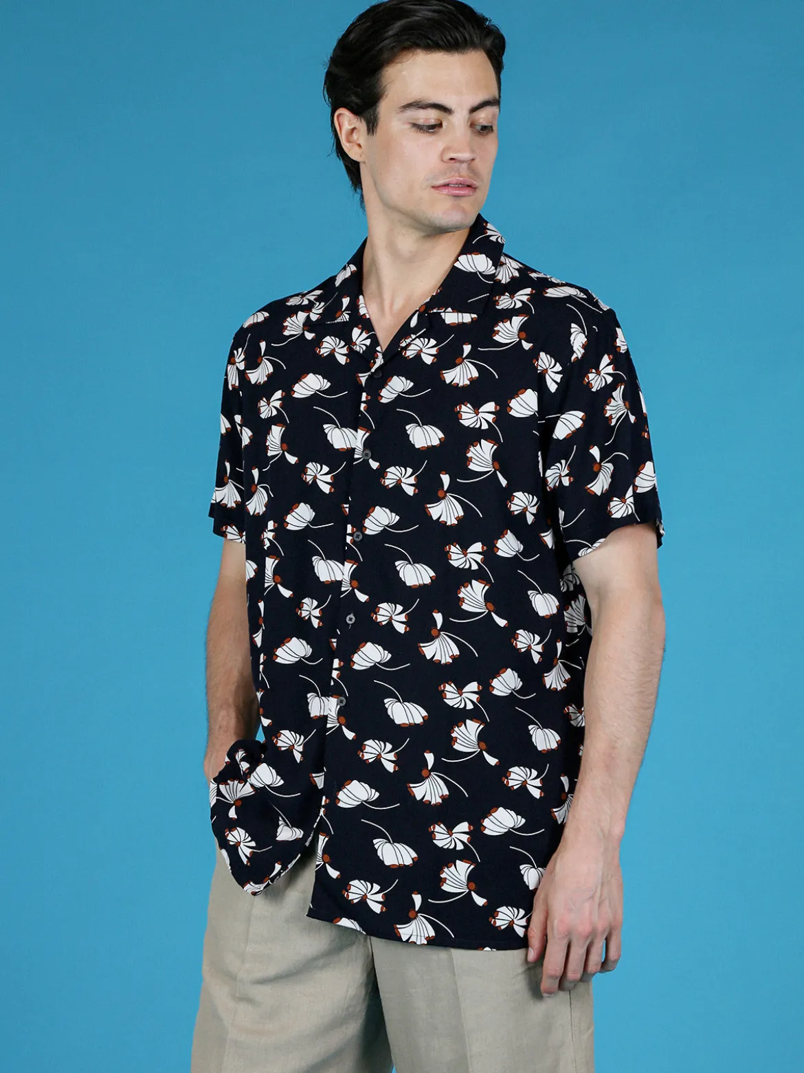 Guy Camicia da uomo a maniche corte con stampe
