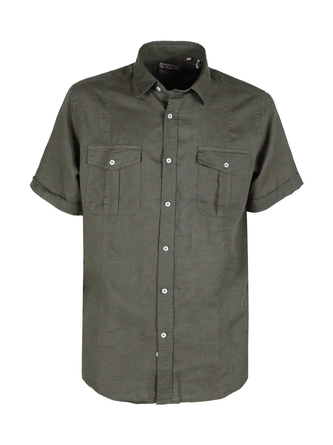 Guy Camicia da uomo misto lino a maniche corte