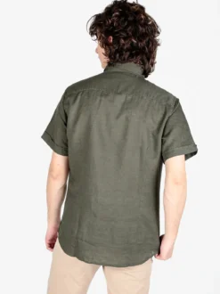 Guy Camicia da uomo misto lino a maniche corte