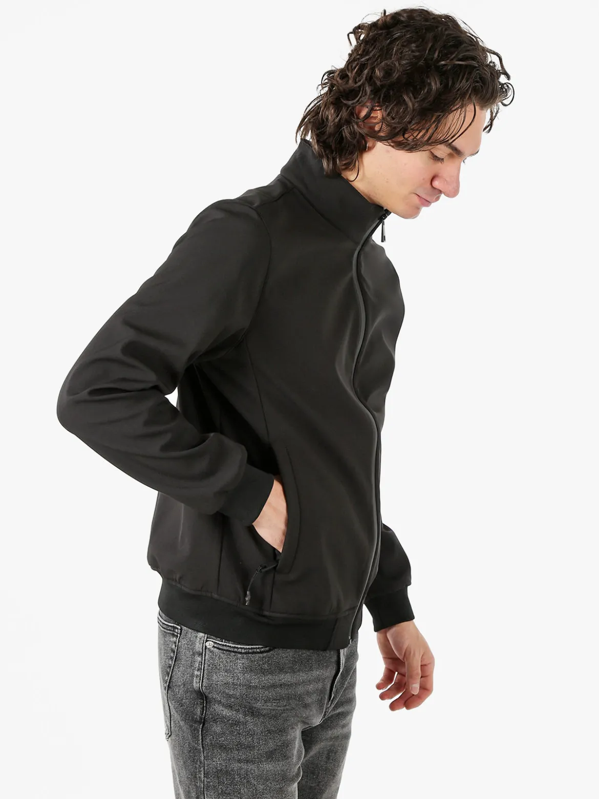 Guy Giacca da uomo con zip e interno in pile - nero