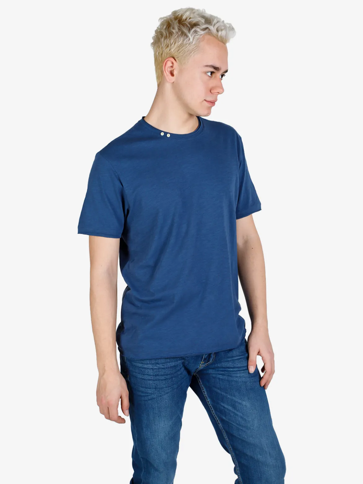 Guy T-shirt da uomo in cotone con bottoni sullo scollo