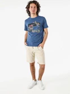 Guy T-shirt da uomo in cotone con stampa - blu