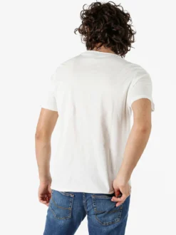 Guy T-shirt girocollo da uomo in cotone con taschino - bianco