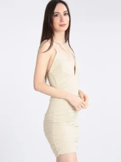 Hdl Milano Mini abito donna a costine scollo a V