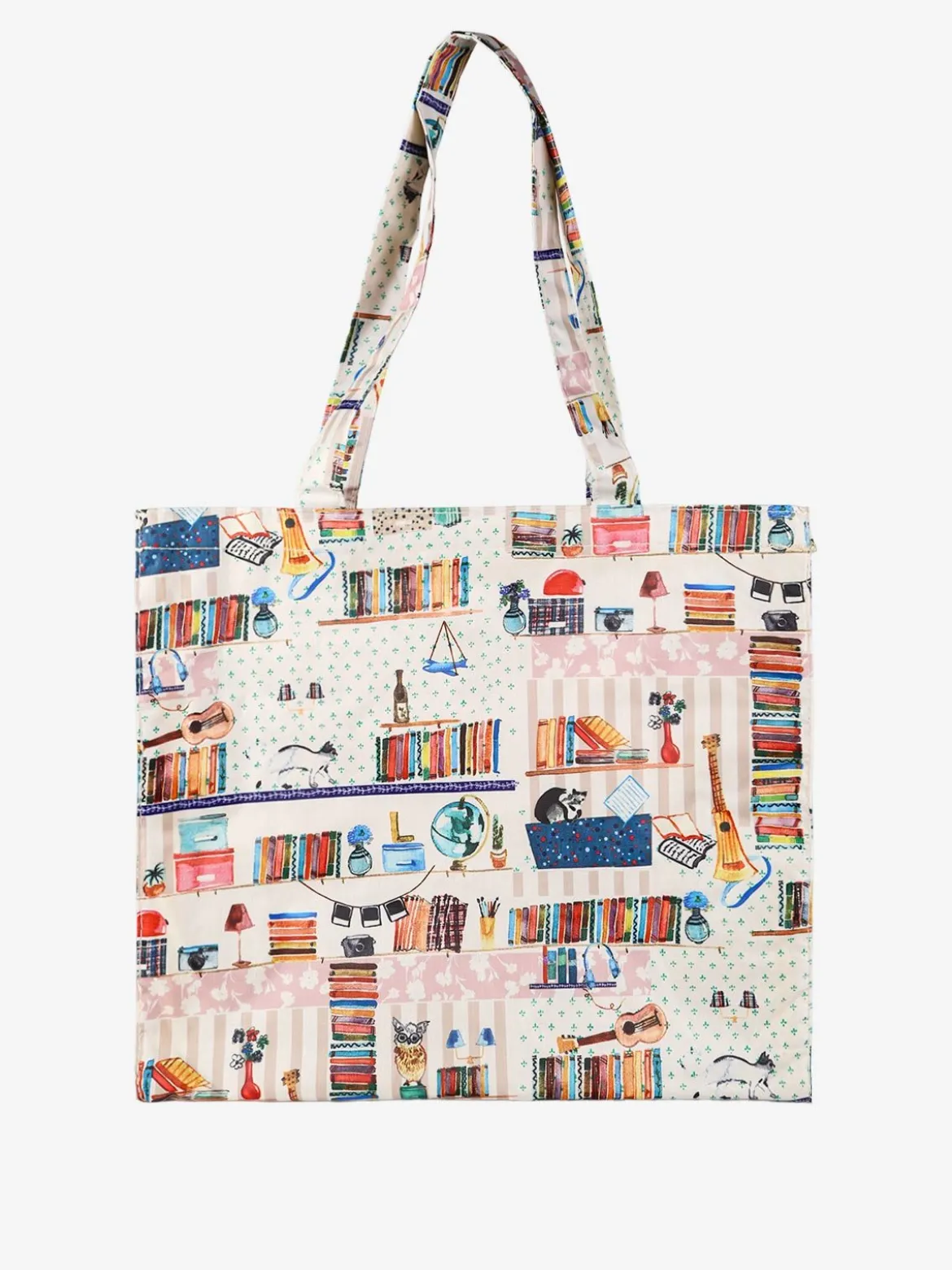 Hernan Borsa shopper della spesa con stampe - beige