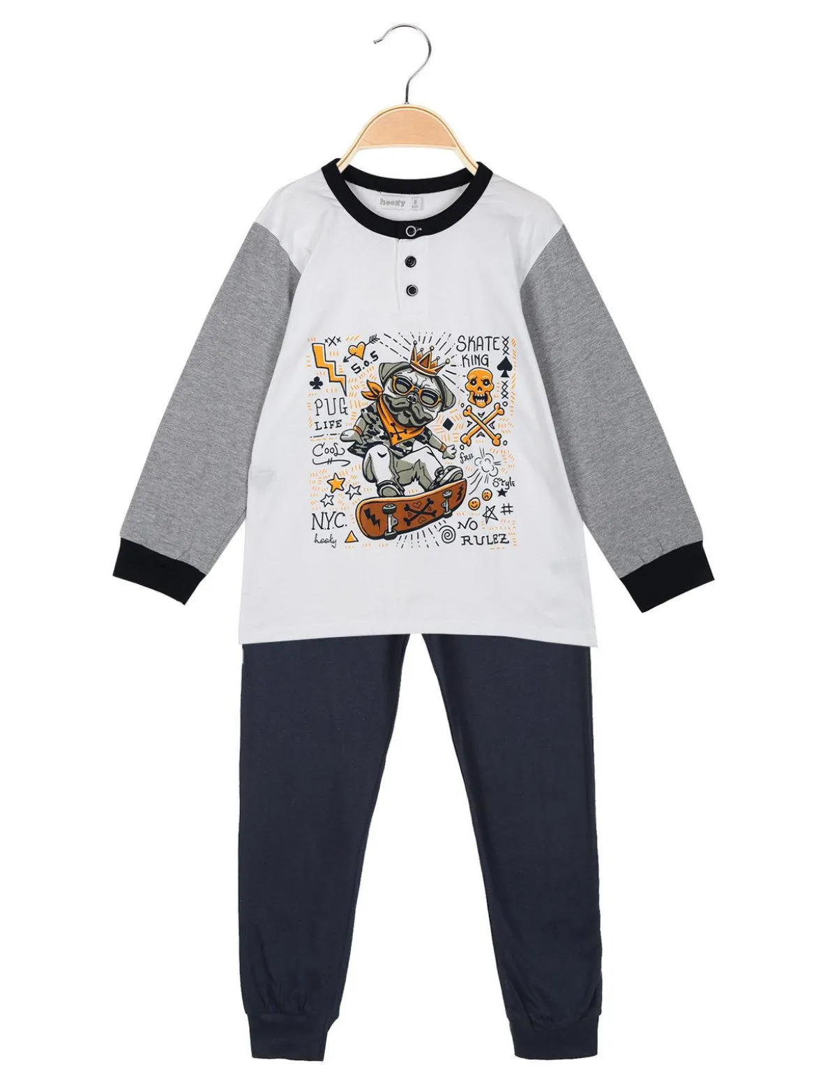 Hooky Pigiama bulldog lungo in cotone