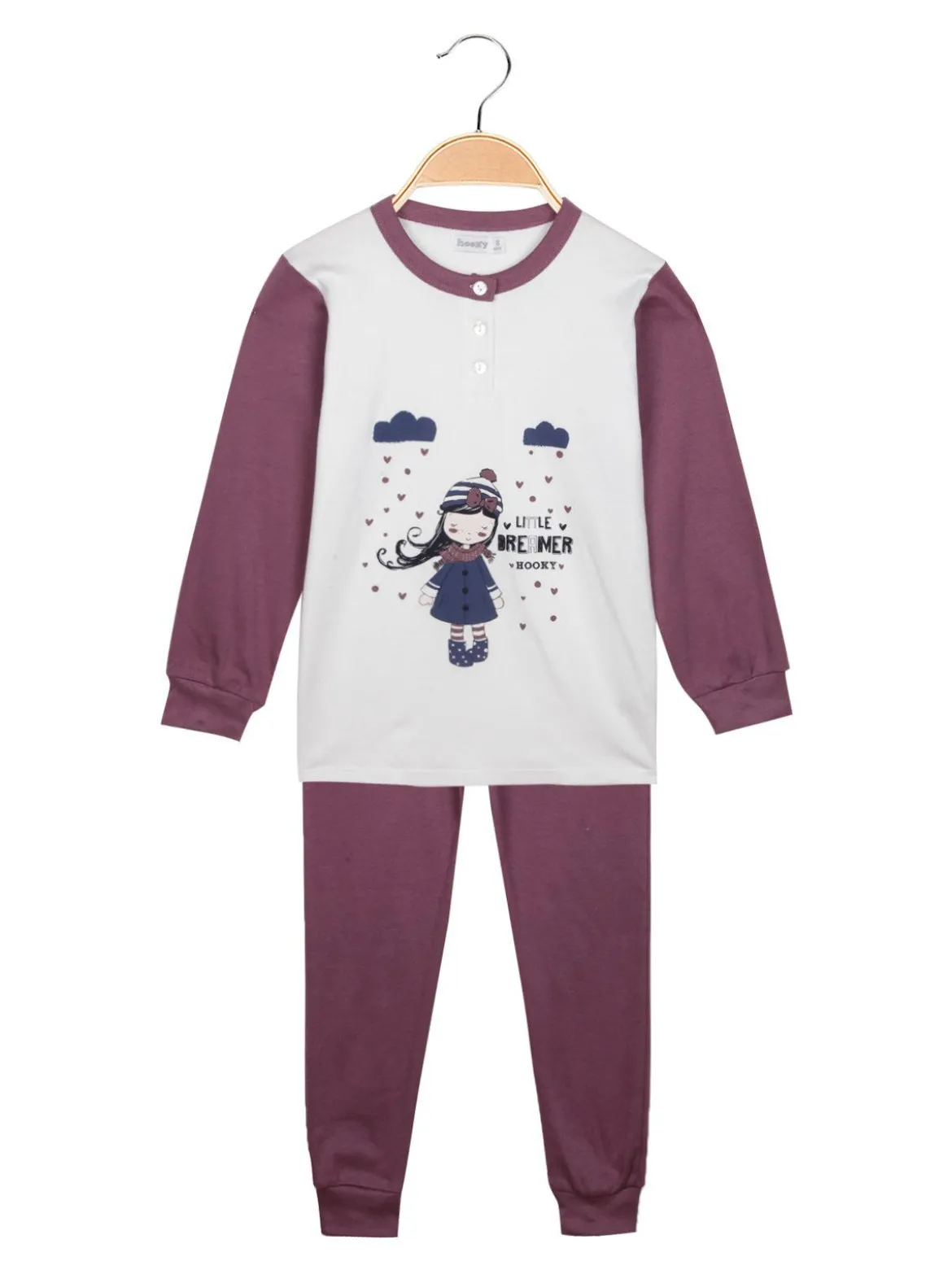 Hooky Pigiama lungo bambina con bottoni