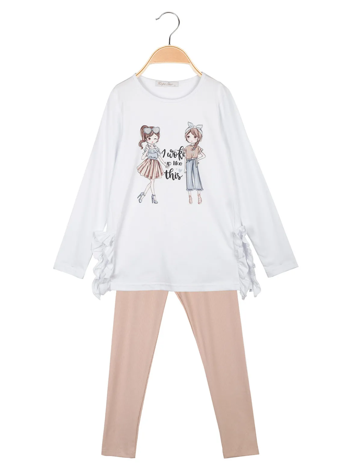 Hope Star Completo 2 pezzi da bambina con leggings a costine