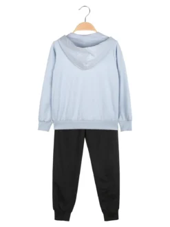 Hope Star Completo tuta da bambina 3 pezzi con paillettes cappuccio e zip - azzurro