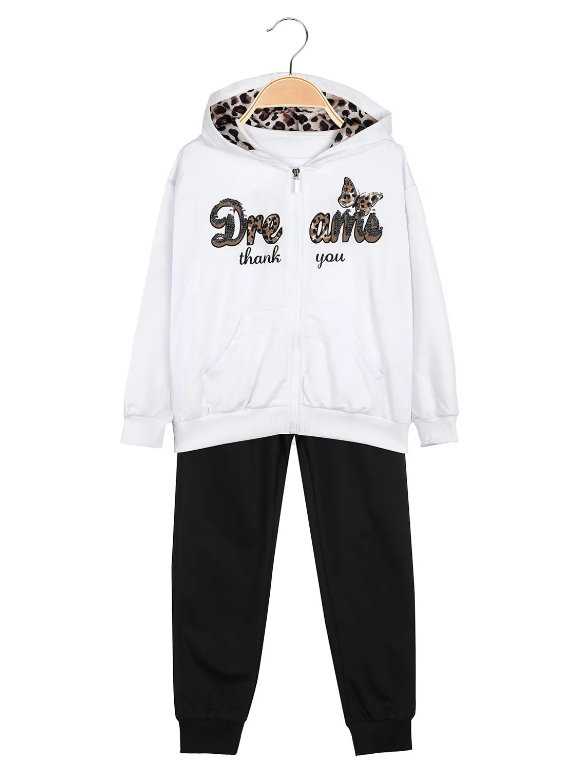 Hope Star Completo tuta 3 pezzi da bambina con cappuccio e zip - bianco