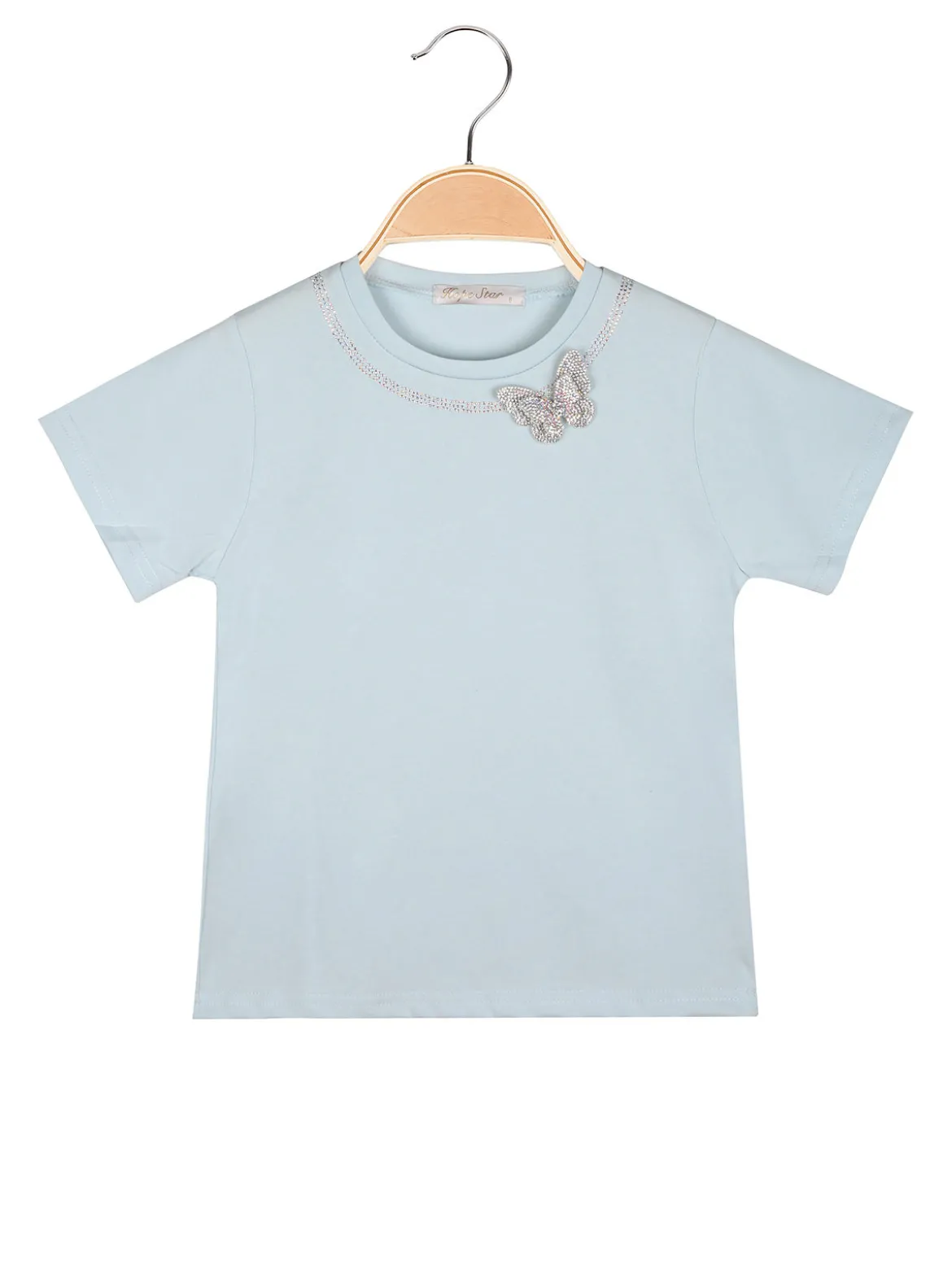 Hope Star T-shirt da bambina con girocollo di strass e dettaglio farfalla