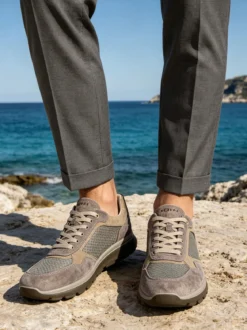 Igi&Co Sneakers da uomo in pelle scamosciata e mesh
